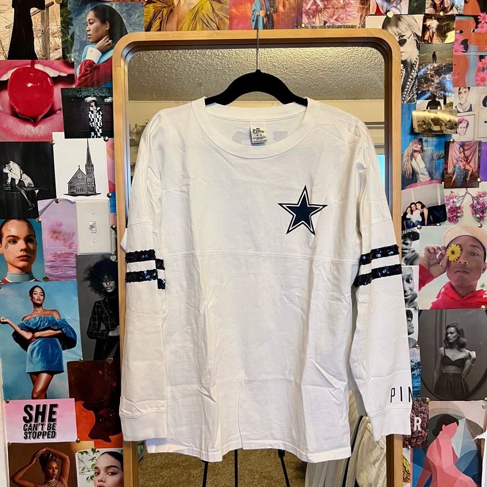 White Long Sleeve Shirt with Star Logo